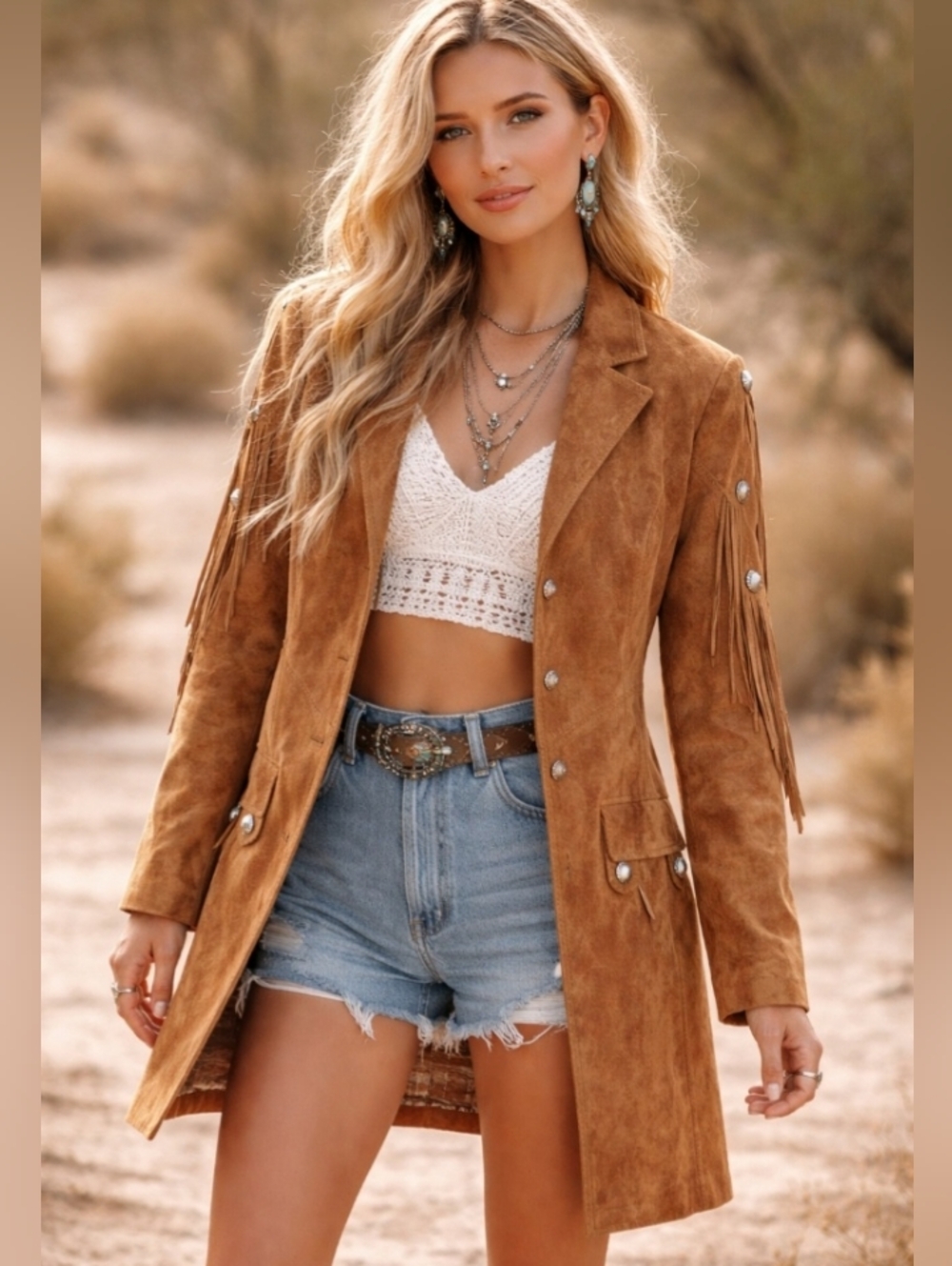 Renegade Spirit Suede Fringe Jacket Size Small Brown Vintage Western Cowgirl